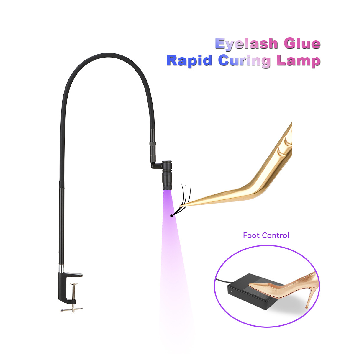 Eyelash Extension Uv - UV-wimperverlengingslamp enten wimperpincet sneldrogende verstelbare spot